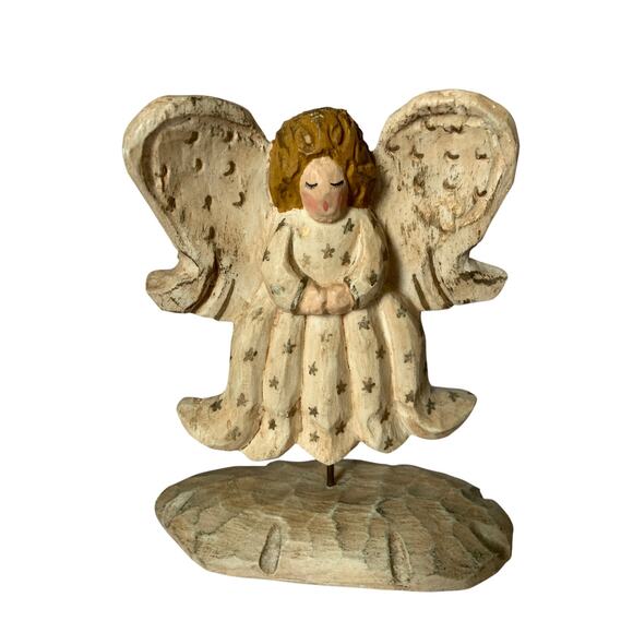 Vintage Pair of James Haddon Wooden Angels on Stands - Picture 3 of 8